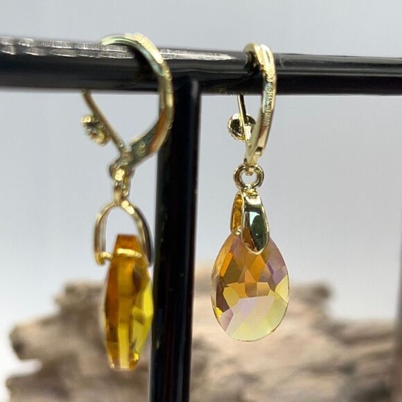 Kirks Folly Autumn Goddess Tears Drill Drop Lever Back Retired Earrings - Picture 3 of 8